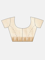 Thumbnail for Kalini Cream-Coloured & Golden Striped Zari Silk Cotton Solid Saree - Distacart