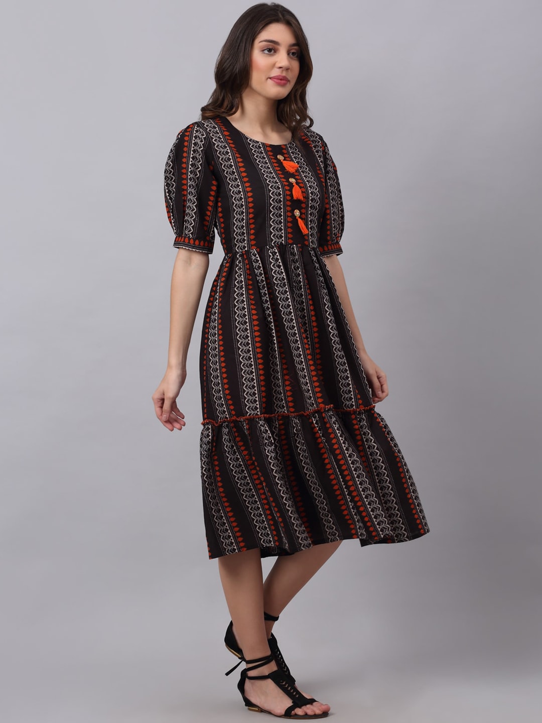 Kalini Women Black Geometric Printed Quirky Anarkali Kurta - Distacart