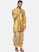 Thumbnail for Sethukrishna Gold-Coloured Embroidered Dhoti Pant For Men - Distacart