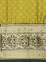 Thumbnail for Mitera Olive Green Ethnic Motifs Zari Silk Cotton Banarasi Saree - Distacart