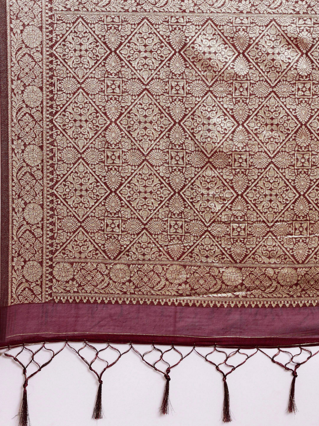 Saree Mall Maroon Woven Design Zari Silk Blend Banarasi Saree - Distacart