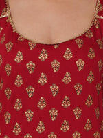 Thumbnail for Kalini Women Red Ethnic Motifs Embroidered Gotta Patti Kurti with Trousers & With Dupatta - Distacart