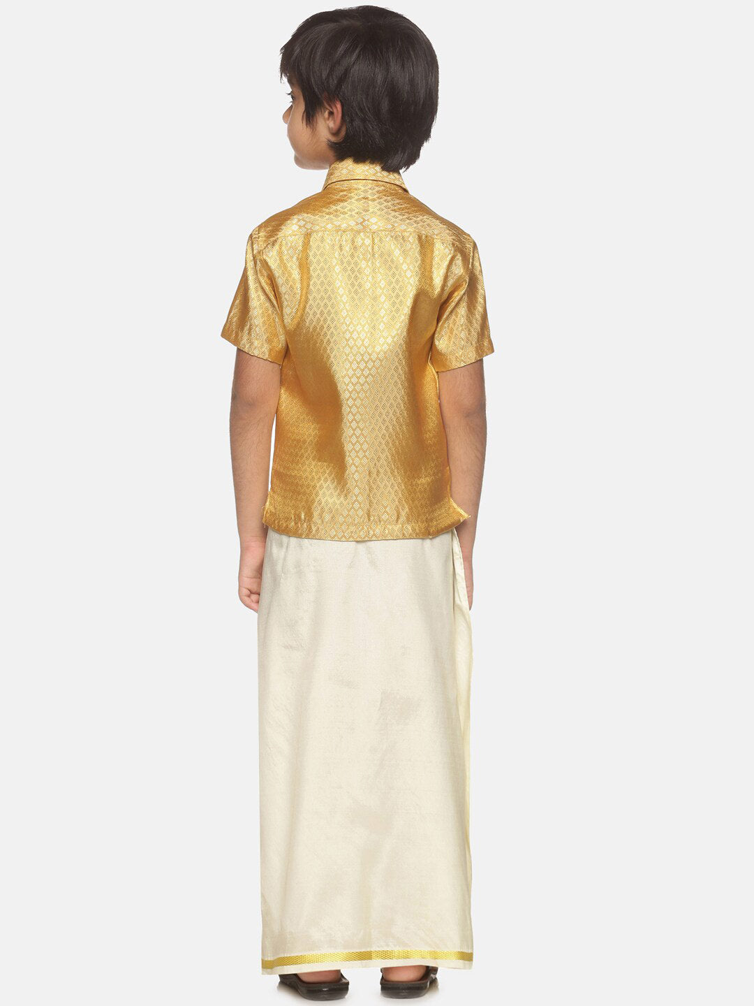 Sethukrishna Boys Gold-Toned Shirt with Dhoti - Distacart