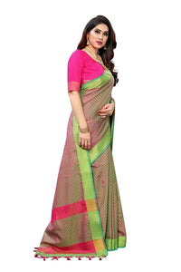 Thumbnail for Vamika Banarasi Jacquard Weaving Green Saree