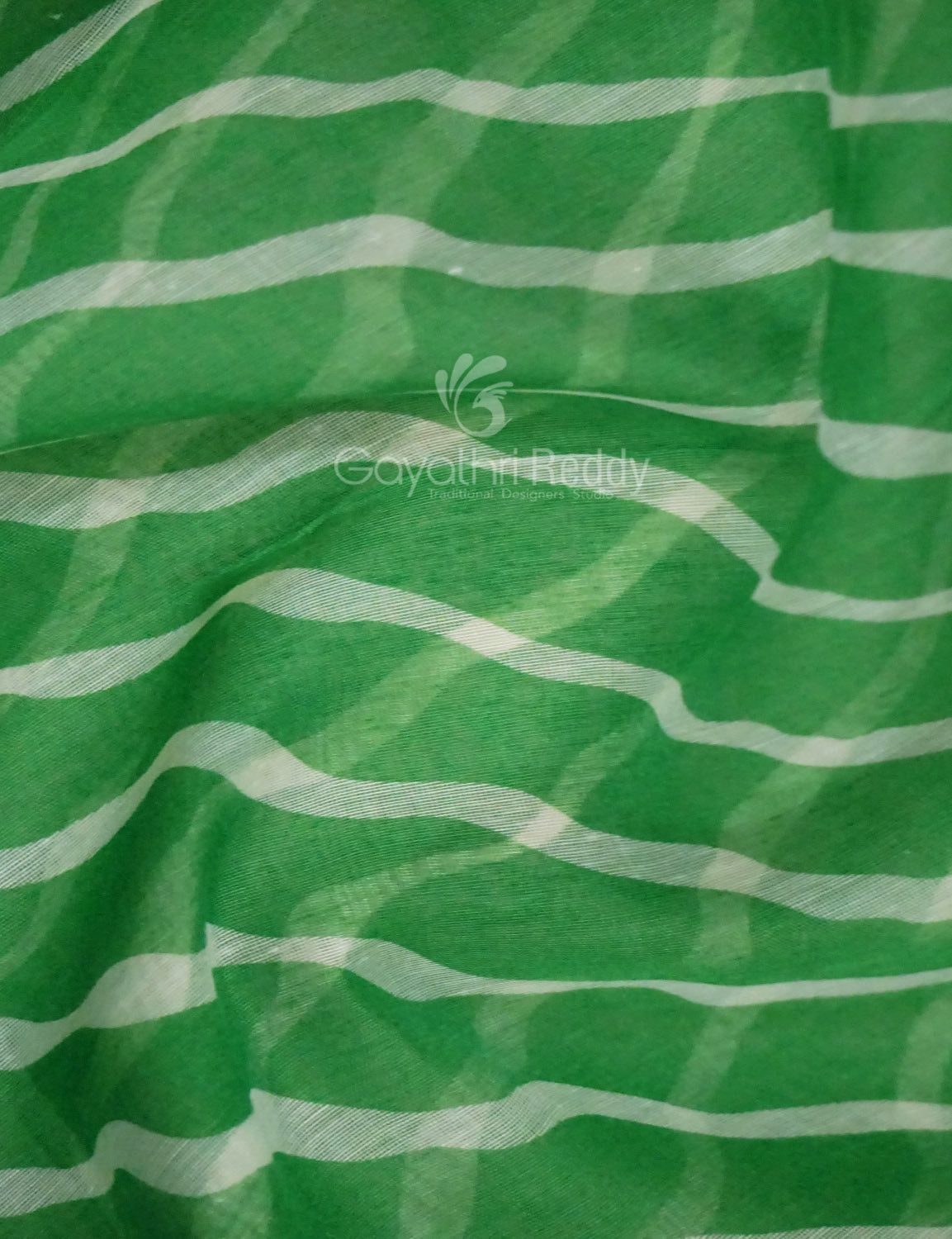 Shades of Parrot Green Leheriya Print Semi Chanderi Saree By Gayathri Reddy Designer Studio - Distacart