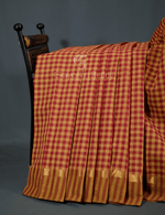 Thumbnail for Mustard And Maroon Combo With Checks Pure Mangalgiri Cotton Saree By Gayathri Reddy Designer Studio - Distacart