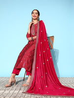 Thumbnail for Sangria Floral Kurta with Trousers & Dupatta - Distacart