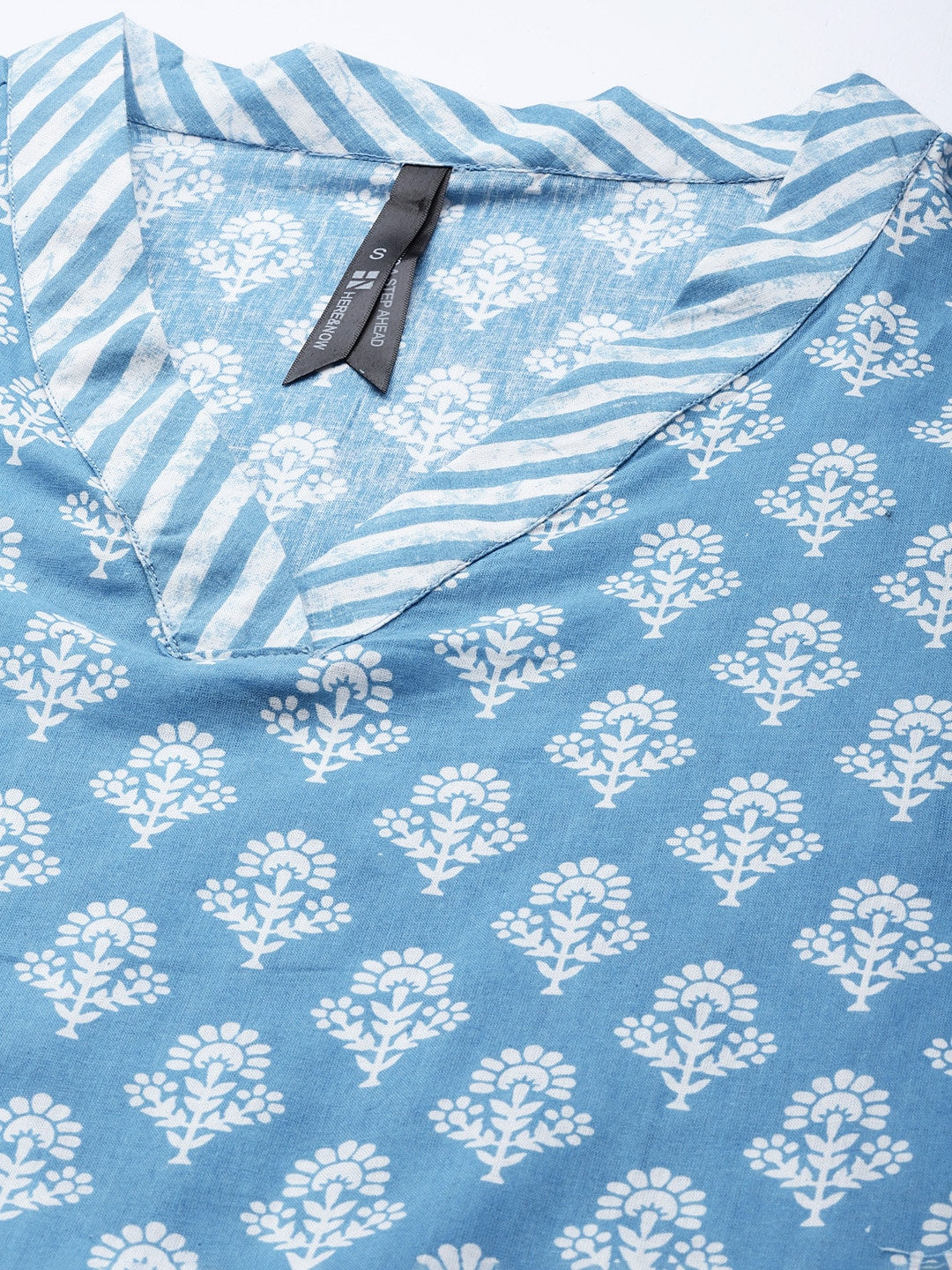 HERE&NOW Women Ethnic Motifs Printed Pure Cotton Kurta with Palazzos - Distacart
