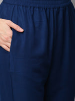 Thumbnail for Kalini Women Navy Blue Floral Embroidered Kurta with Trousers & With Dupatta - Distacart
