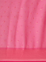 Thumbnail for Mitera Pink & Gold-Toned Floral Zari Pure Chiffon Saree - Distacart