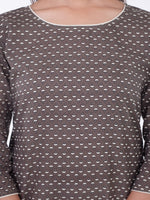 Thumbnail for Kalini Women Brown Geometric Striped Thread Work Kurta - Distacart