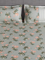 Thumbnail for Story@home Arena Grey & Pink Floral Printed 180 TC Bedsheet & Pillow Covers - Distacart