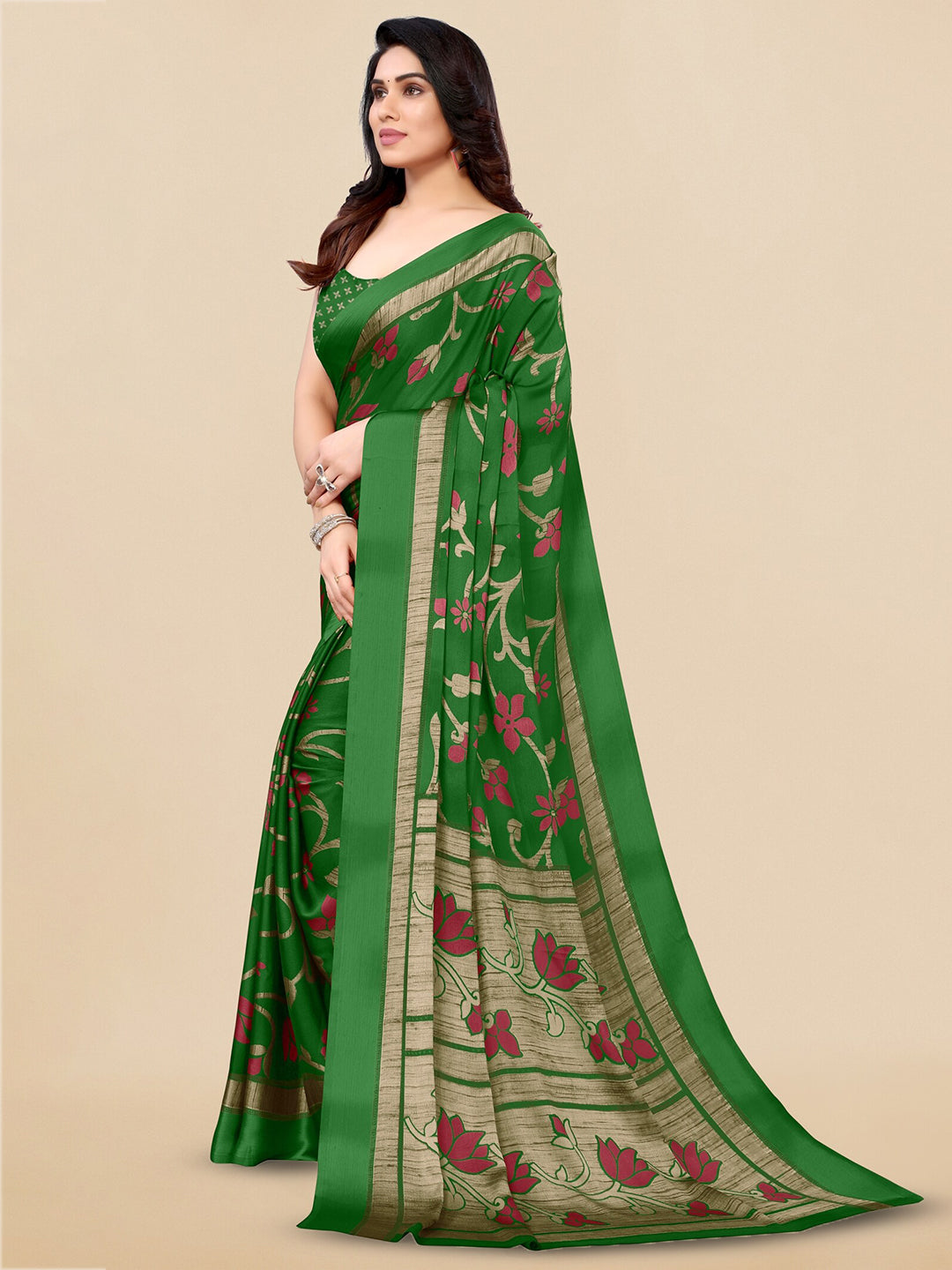 Kalini Floral Printed Poly Chiffon Saree - Distacart