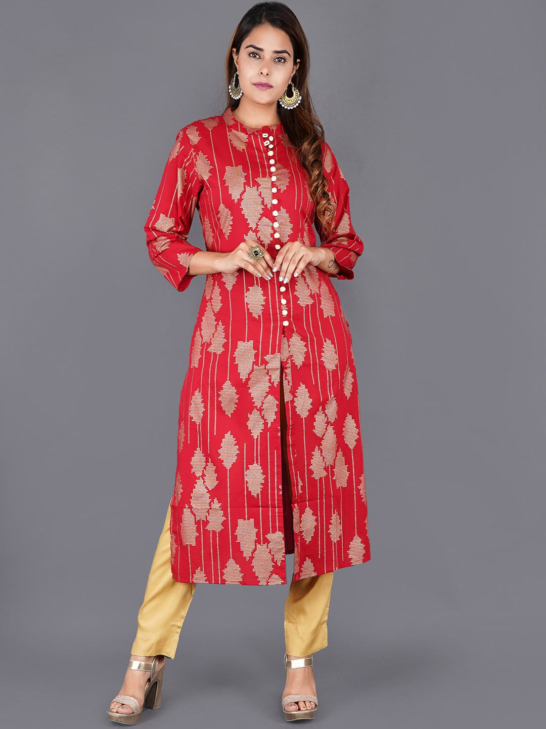 Kalini Women Red Ethnic Motifs Printed Kurta - Distacart
