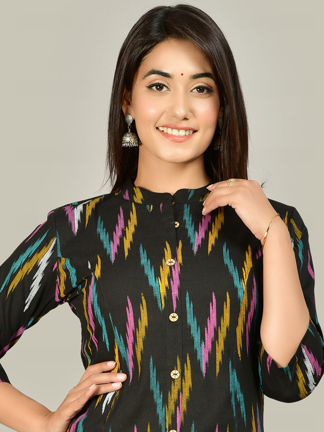 Kalini Women Black Cotton A-Line Kurta - Distacart