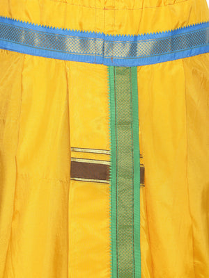 Sethukrishna Men Yellow Solid Double Layer Readymade Dhoti Pant - Distacart