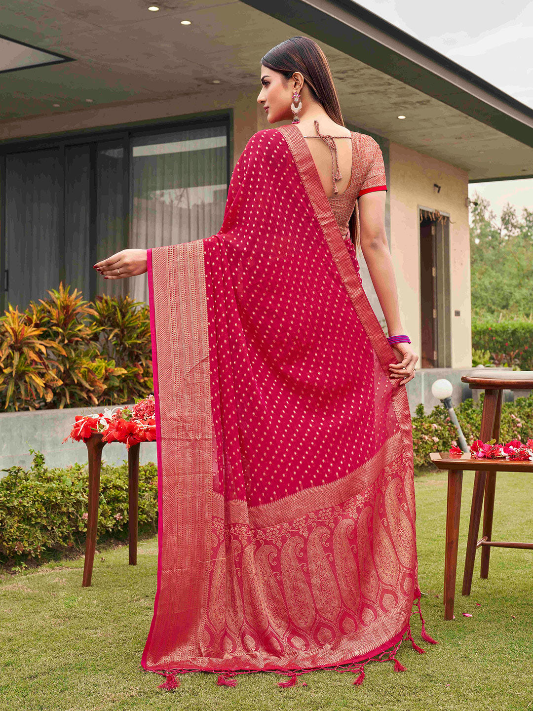 Tikhi Imli Woven Design Zari Art Silk Saree - Distacart