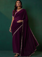 Thumbnail for Sangria Embroidered Bordered Sarees - Distacart