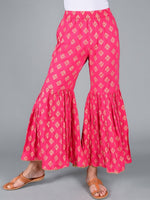 Thumbnail for Kalini Women Pink Ethnic Motifs Printed Panelled Kurta with Sharara - Distacart