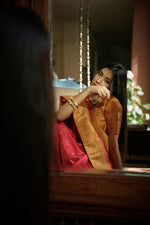 Thumbnail for Vardha Myrtle Red Golden Zari Banarasi Satin Silk Saree