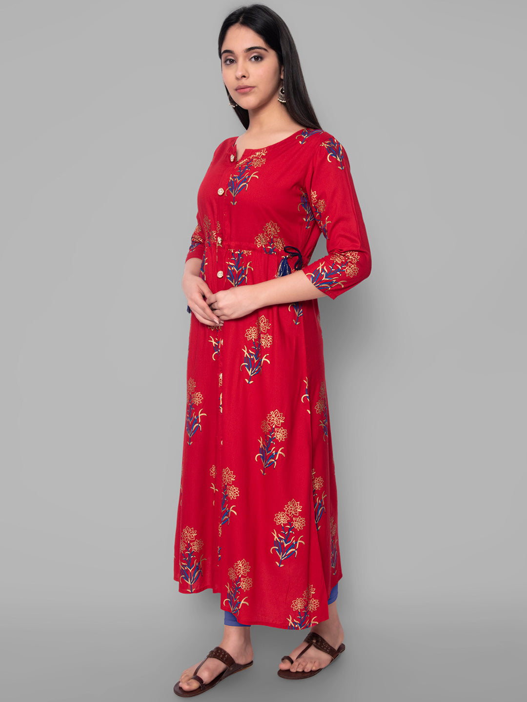 Kalini Women Red Rayon Printed A-line Kurta - Distacart