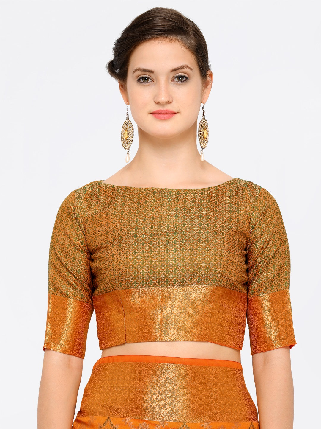 Saree Mall Yellow Silk Blend Patola Print Kanjeevaram Saree with Unstitched Blouse - Distacart