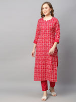 Thumbnail for Kalini Women Pink Ethnic Motifs Printed Kurta with Trousers - Distacart