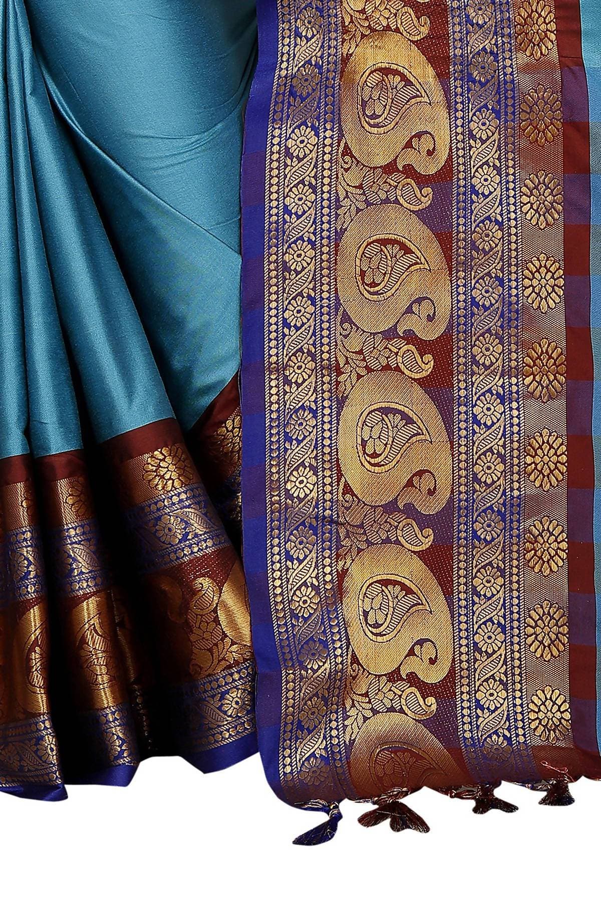Vamika Banarasi Silk Blue Weaving Saree