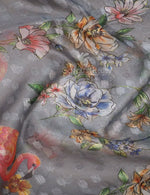 Thumbnail for Shades of Grey Colour Floral Design Banaras Semi Silk Saree By Gayathri Reddy Designer Studio - Distacart