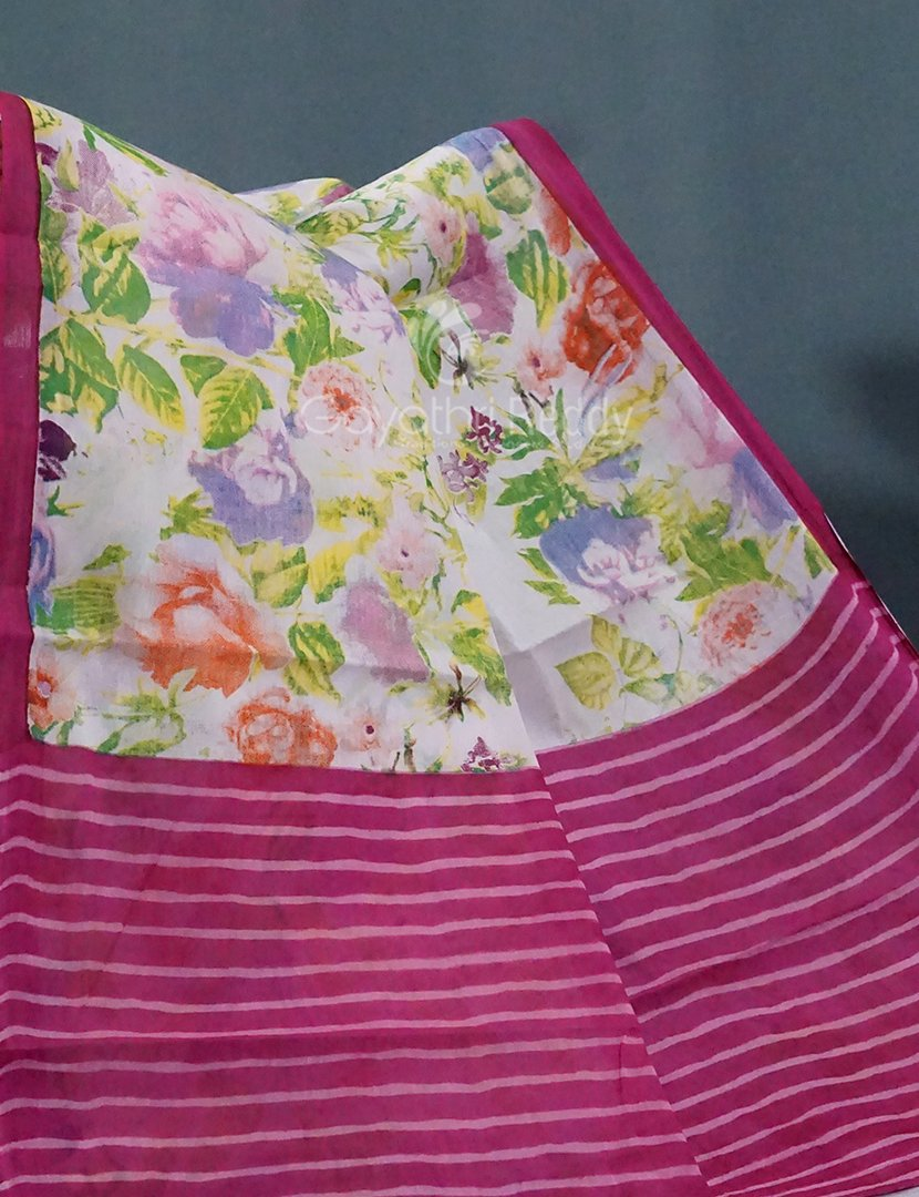 Block Print Baby Pink Coloured Mulmul Cotton Saree By Gayathri Reddy Designer Studio - Distacart