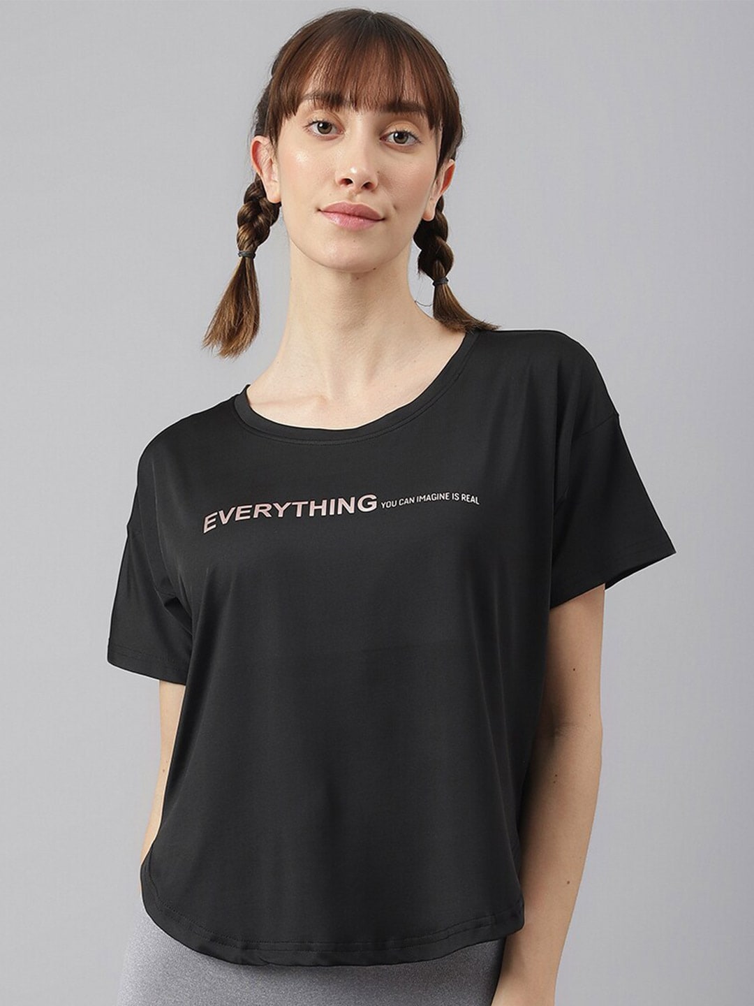 MKH Women Typography Printed Drop-Shoulder Sleeves Dri-FIT Sports T-shirt - Distacart