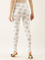Thumbnail for Souchii White & Green Printed Slim-Fit Ankle-Length Leggings - Distacart