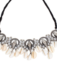 Thumbnail for Cardinal Women Oxidised Silver-Toned Ganesh Choker Necklace Jewellery Set - Distacart