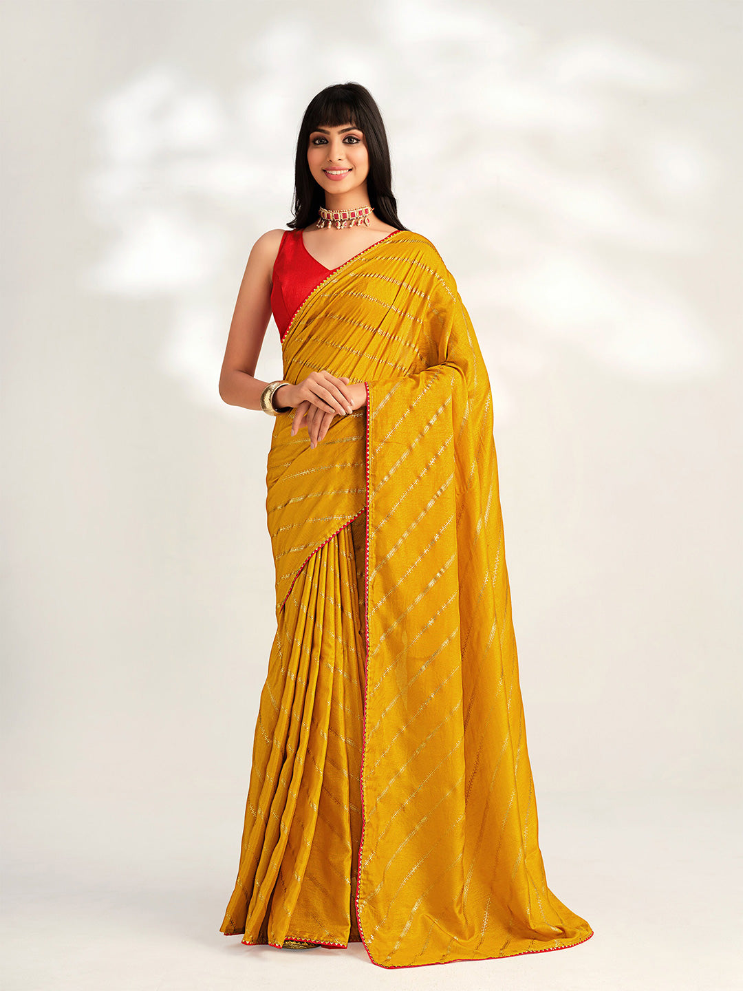 Sangria Striped Silk Blend Saree - Distacart