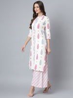 Thumbnail for Khushal K Women Cream-Coloured Printed Kurta with Palazzos - Distacart
