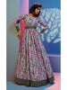 Myra Lavender Natural Crepe Printed Embroidered Gown - Distacart