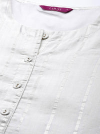 Thumbnail for Libas Women White & Silver Striped Kurta - Distacart