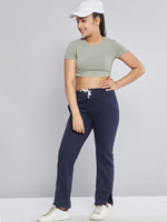 Thumbnail for Lyush Navy Fleece Brand Drawstring Track Pants For Girls - Distacart