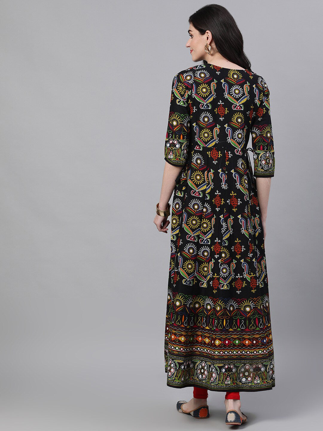 Ishin Women Black & Black Printed Anarkali Kurta - Distacart
