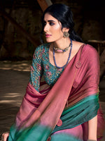 Thumbnail for Saree Mall Mauve & Turquoise Blue Ombre Embellished Sarees - Distacart