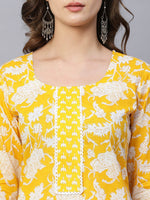 Thumbnail for Kalini Floral Printed Round Neck Kurta with Trousers - Distacart