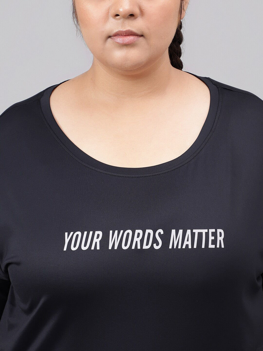 MKH Plus Size Typography Printed Dri-FIT Relaxed Fit Drop-Shoulder Sleeves Gym T-shirt - Distacart