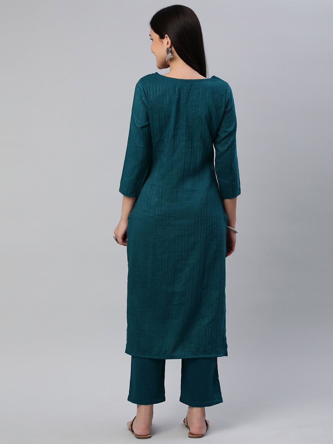 Kalini Women Self Design Pure Cotton Kurta With Trousers - Distacart