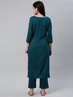 Thumbnail for Kalini Women Self Design Pure Cotton Kurta With Trousers - Distacart