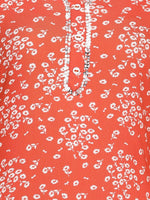 Thumbnail for HERE&NOW Rust Orange & White Floral Printed Straight Kurta - Distacart