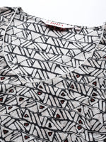 Thumbnail for Biba Women Black & White Pure Cotton Geometric Printed Layered Kurta - Distacart