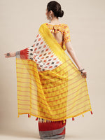 Thumbnail for Saree Mall Off White & Red Pure Cotton Saree - Distacart