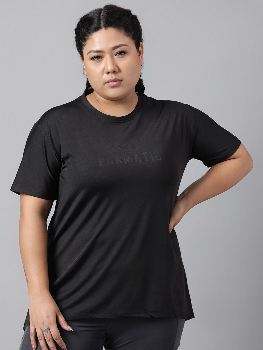 MKH Plus Size Relaxed Fit Typography Printed Dri-Fit Sports T-shirt - Distacart