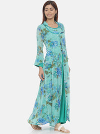 Thumbnail for Souchii Blue Printed Maxi Dress - Distacart