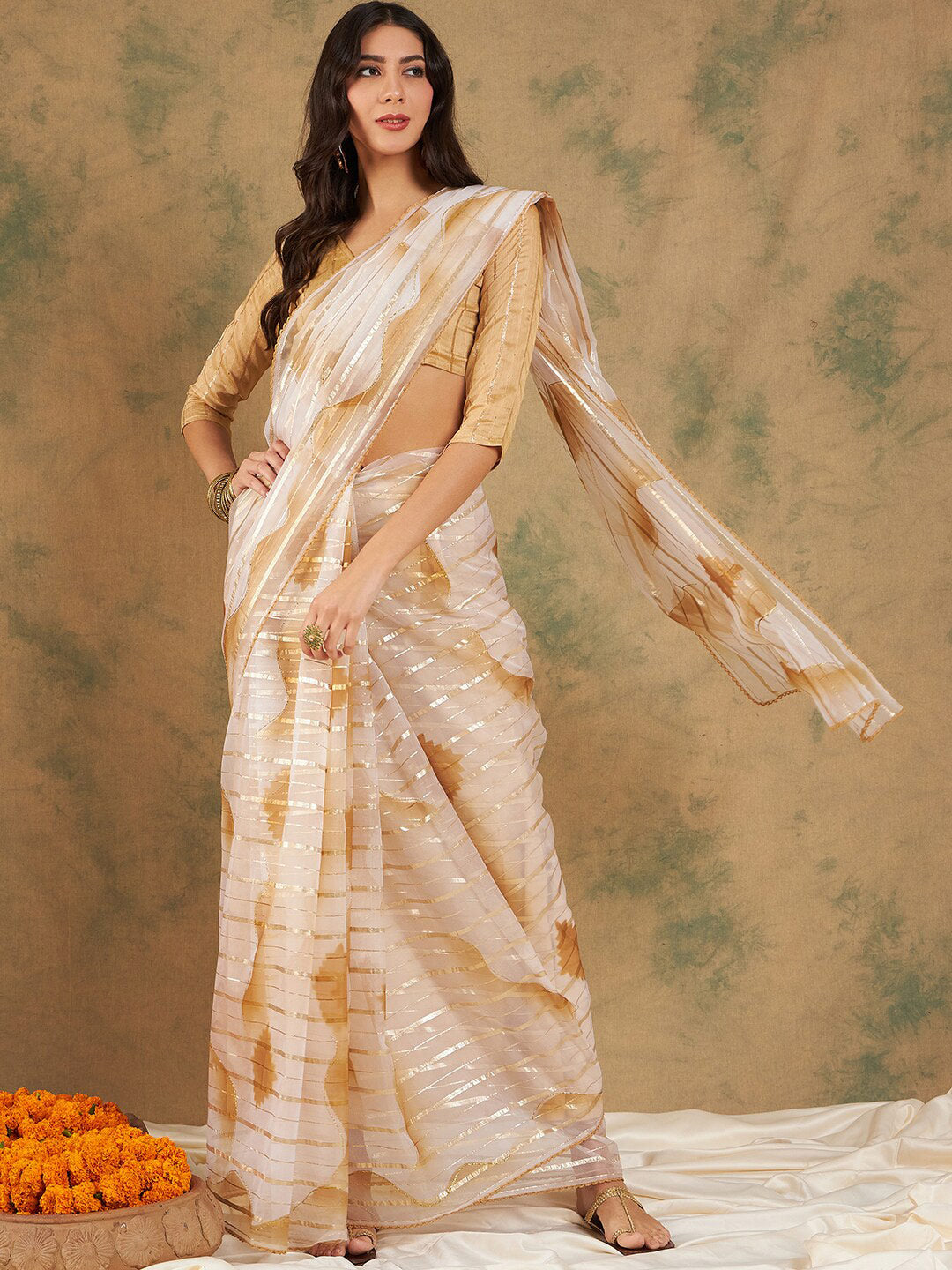 Sangria Woven Design Organza Sarees - Distacart